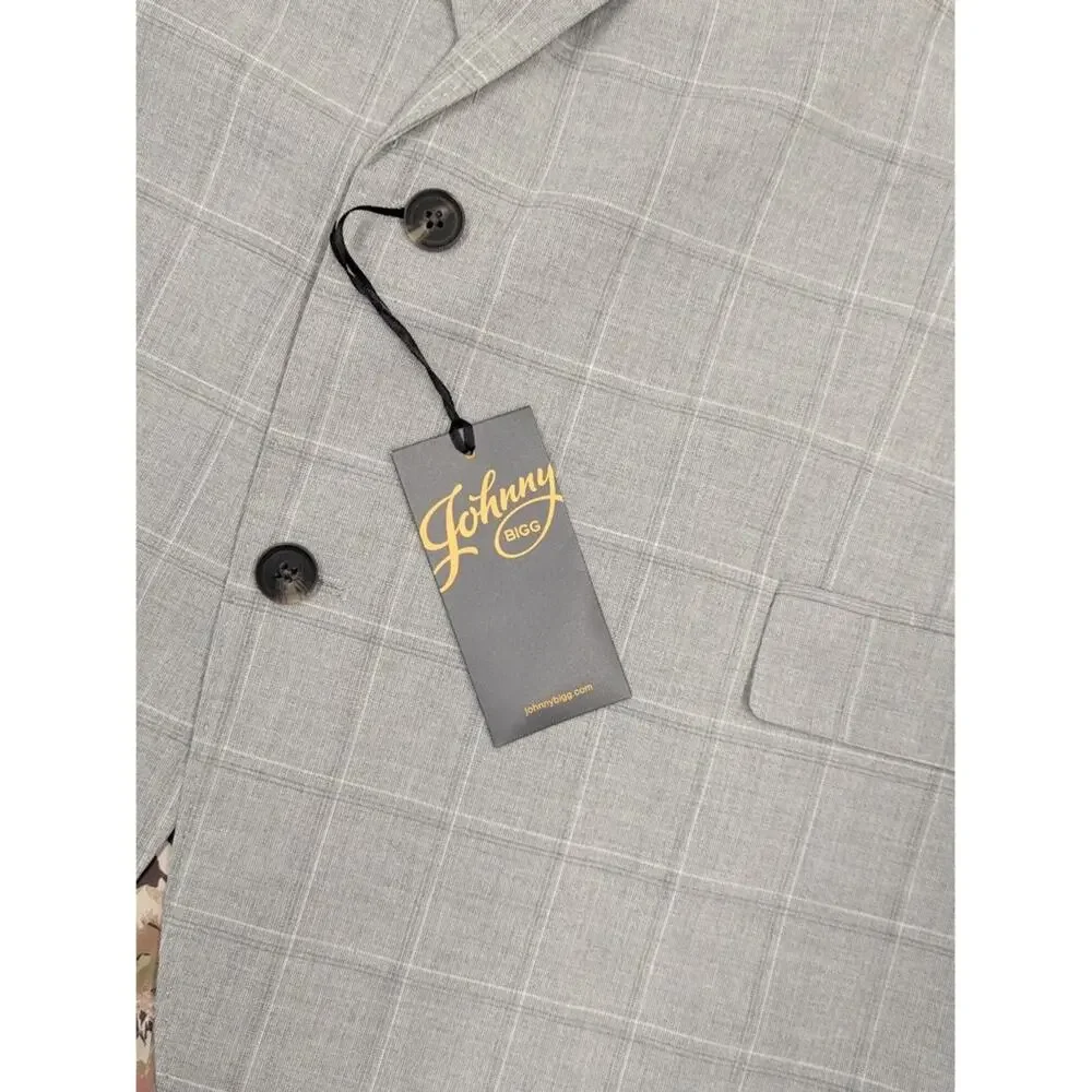 Johnny Bigg Jacket Mens 54 Grey Checkered Pattern Sports Blazer NEW